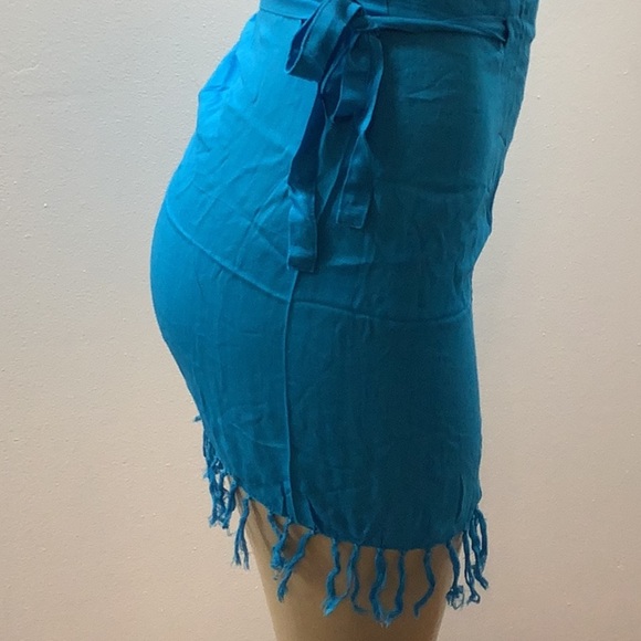 Zuliana Size Small Dark Teal 100% Rayon Sarong with Fringes. Made in USA. - Picture 3 of 4